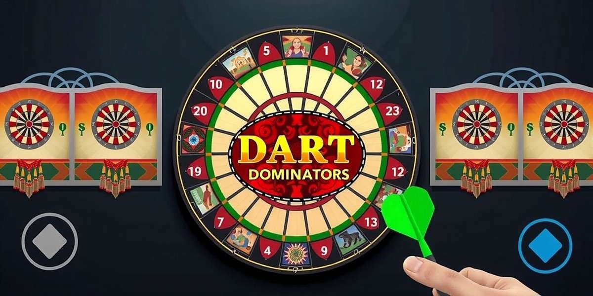 Darts Dominators Gameplay Screenshot Darts Dominators gameplay showing a player aiming at a colorful dartboard with Indian patterns