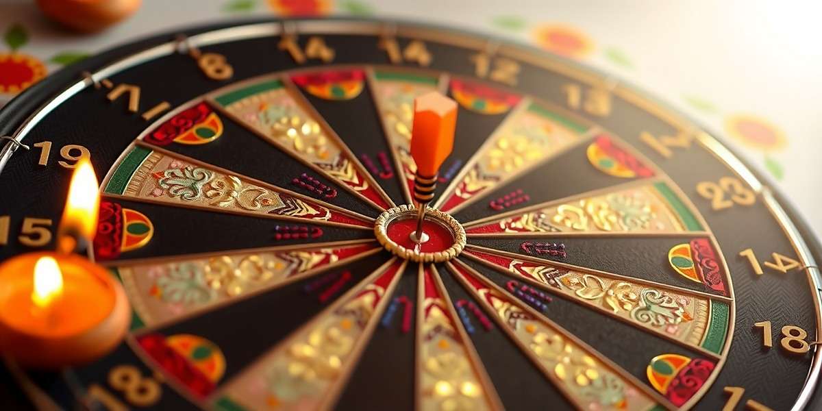 Darts Dominators Diwali Special Board Darts Dominators Diwali special dartboard with rangoli patterns and diyas